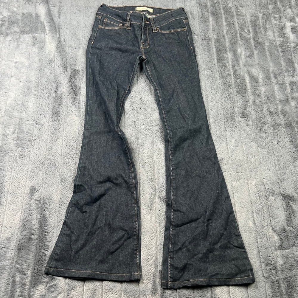 Bullhead Black Flare Jeans Dark Wash Low Rise Bell Bottom Denim Size 1